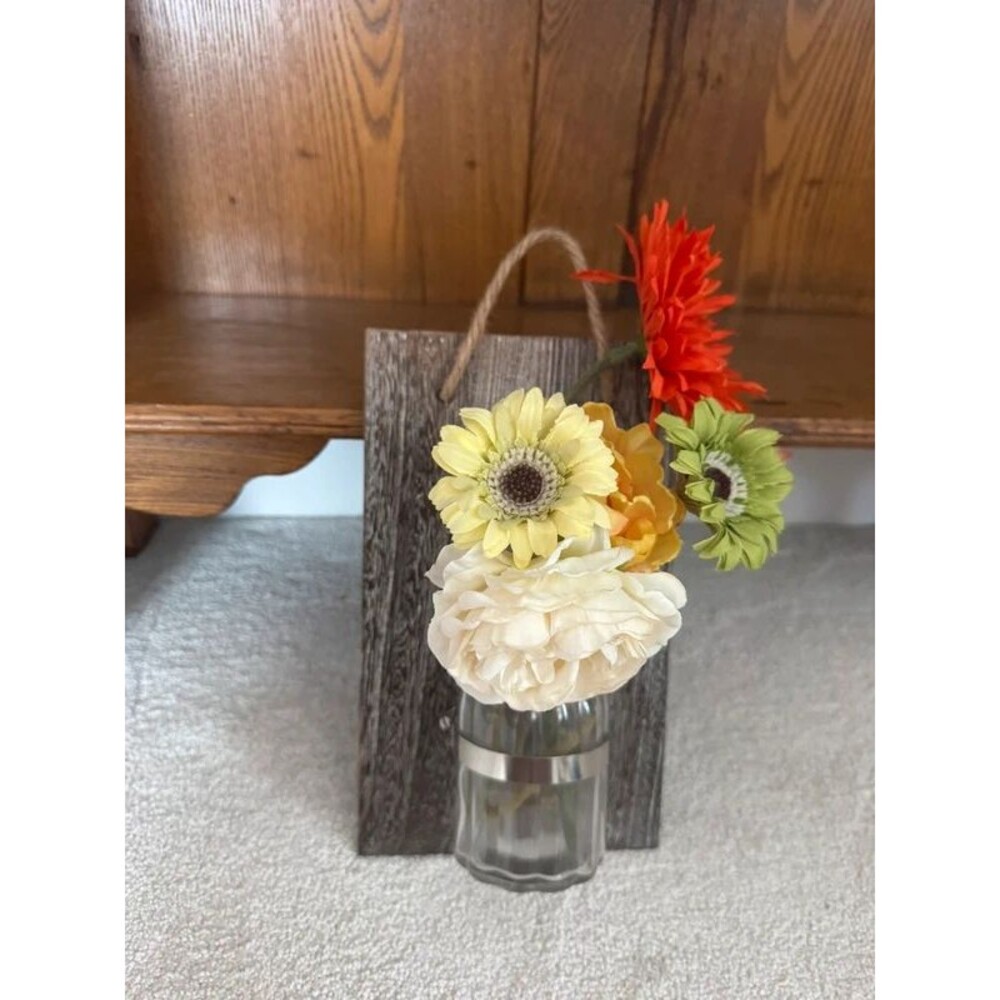 Ashland Rustic Wall Hanging Bud Vase Wood & Glass Farmhouse Decor